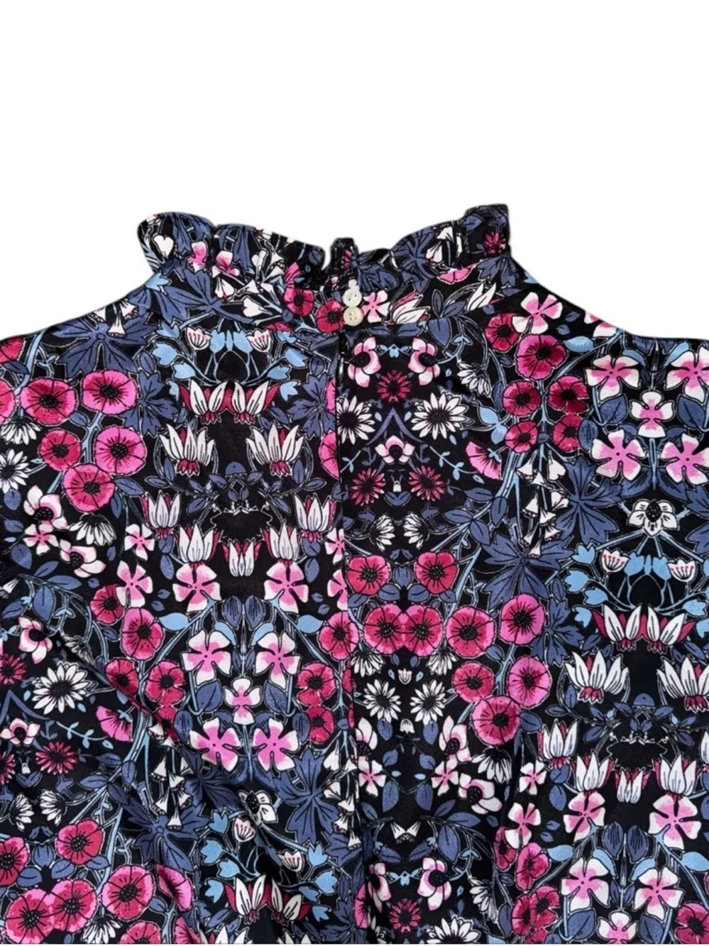 JULIA JORDAN Floral Ruffle Neck Puff Short Sleeve Midi Dress Multicolor Sz 6